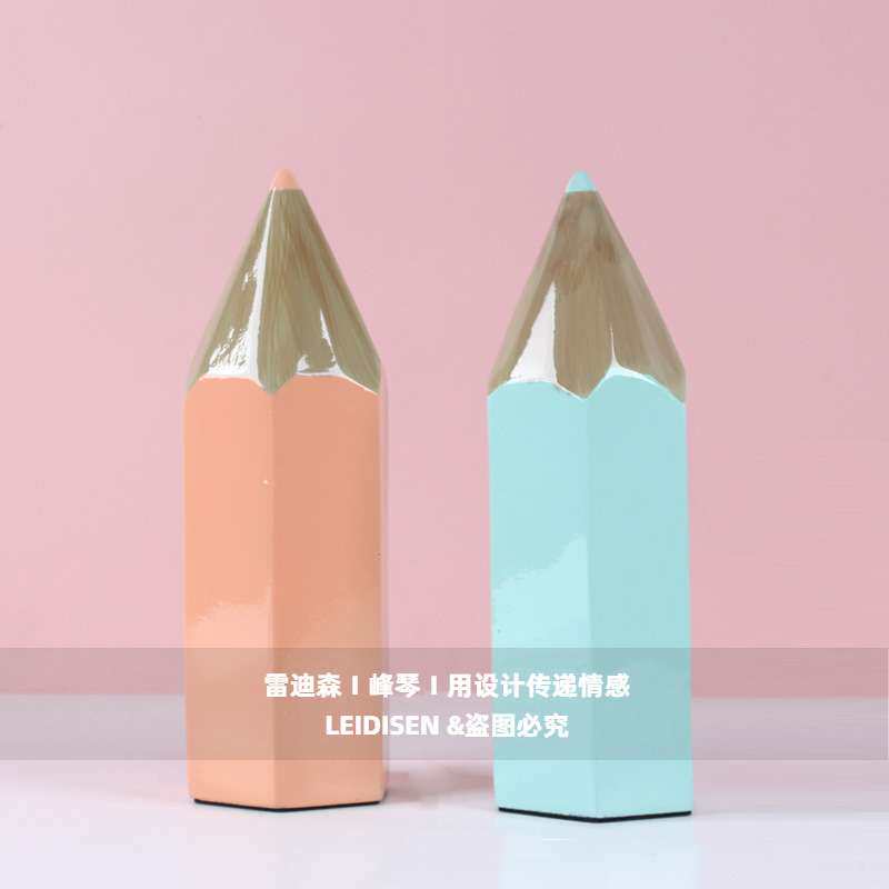 儿童房创意树脂铅笔桌面摆件 书桌书柜装饰 样板间软装饰品