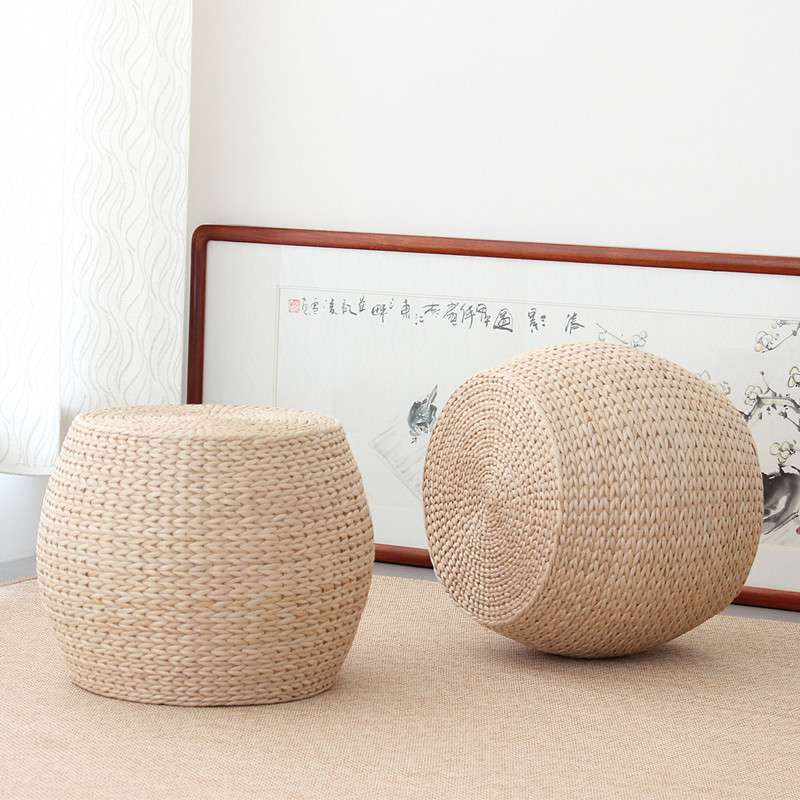 草编茶几田园蒲团坐垫 加厚榻榻米飘窗垫子 圆形凳子墩子