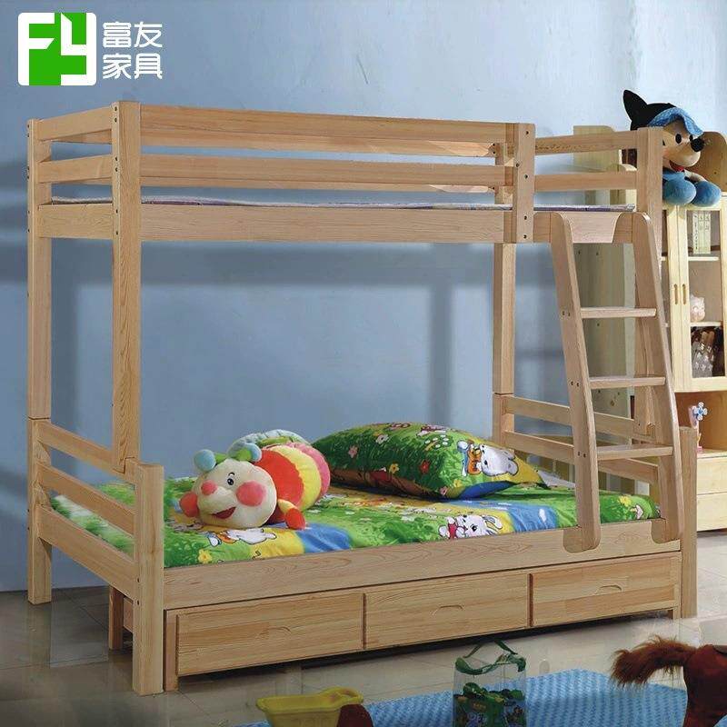 简约儿童木质高低子母床 中式成人上下铺双层储物带抽屉子母床
