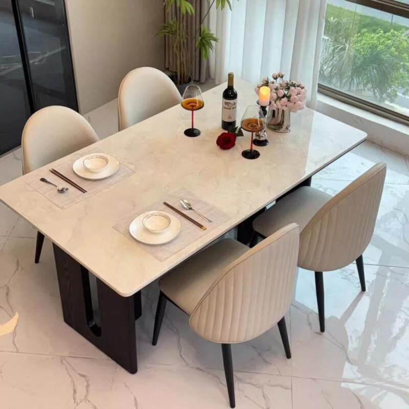 新款超晶石餐桌长方形家用轻奢简约全承托新款大理石微晶石餐桌