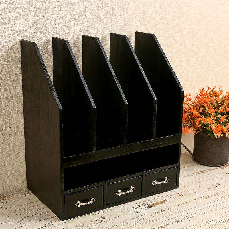 文件架高品质木质收纳桌面文件盒资料办公室置物架多层抽屉收纳架