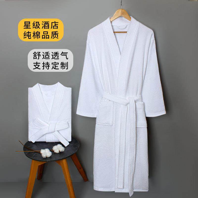 工厂酒店浴袍男款黄棉加长睡袍夏天吸水女情侣成人四季通用