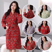 吸水速干浴衣大码 春秋薄款 浴袍纯棉双层纱布浴袍家居服睡袍情侣款