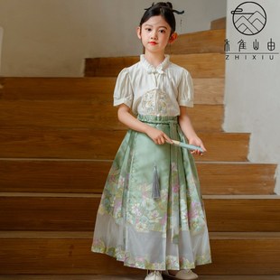 女童汉服马面裙2024夏装儿童古装超仙中国风唐装小女孩织金新中式
