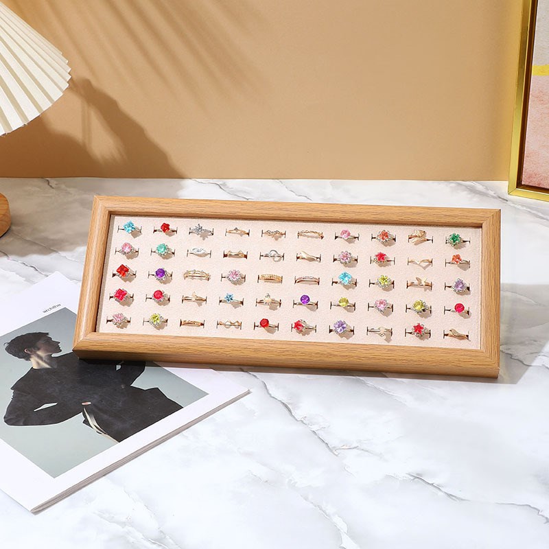 胡桃木色首饰盘绒布托盘轻奢戒指耳丁项链珍珠链手镯珠宝陈列道具