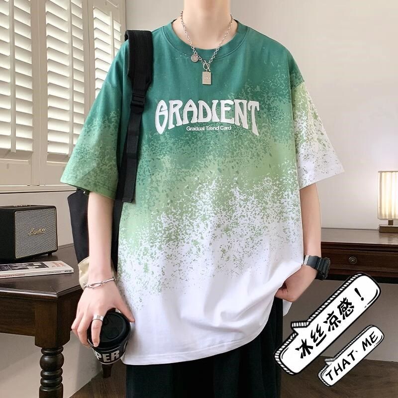 潮牌中学生短袖t恤男夏季新款冰丝上衣男生宽松上衣服青少年t恤衫,男装,T恤,淘宝优惠券,粉丝福利购,淘宝优惠卷