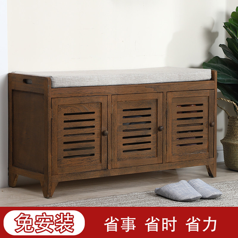 美式实木换鞋凳门口穿鞋凳鞋柜鞋架家用储物凳收纳凳坐凳布艺整装,住宅家具,换鞋凳,淘宝优惠券,粉丝福利购,淘宝优惠卷