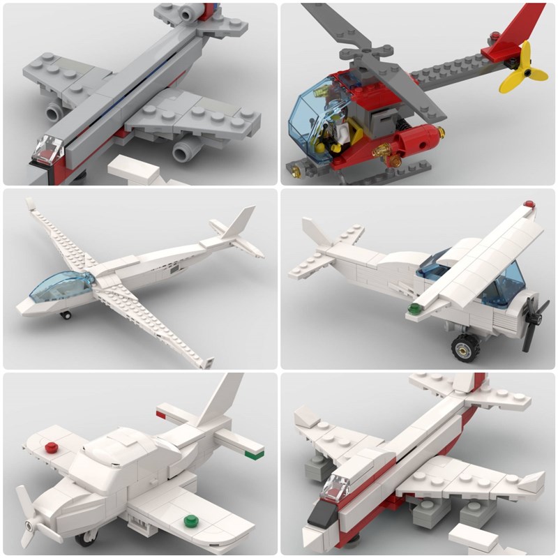 定制积木创意设计儿童拼装益智玩具波音747 TWA滑翔机直升机飞机