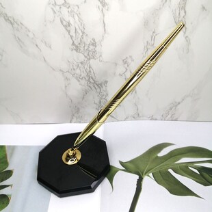 黑色水晶底座台笔固定桌面签约签字笔书写顺滑签名笔手感好签到笔