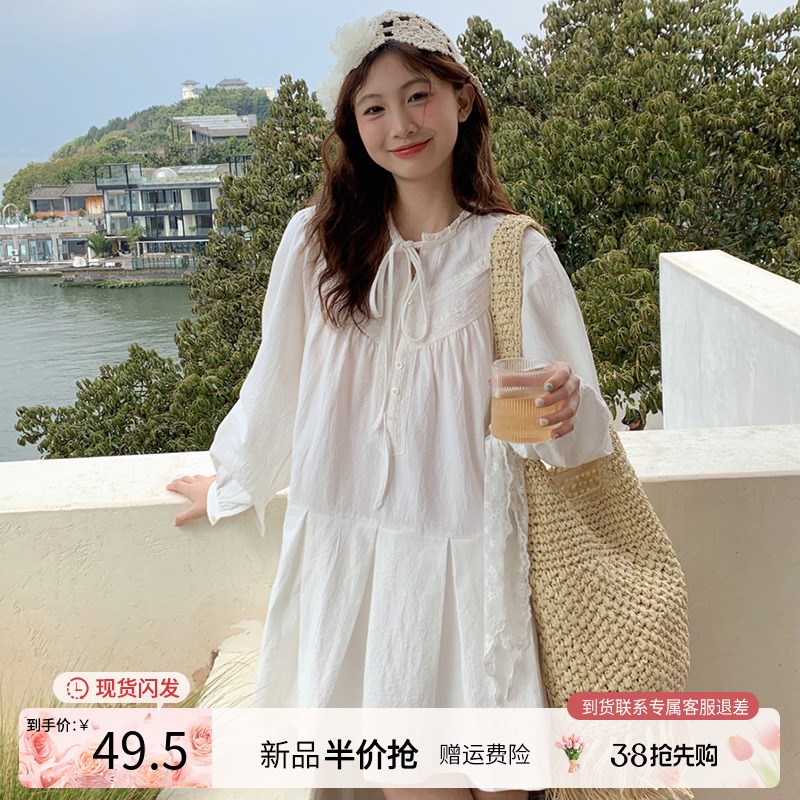 白色法式小个子连衣裙2025夏季新款爆款海边度假高级感气质半身裙