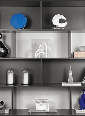 书柜装饰品摆件书架柜子电视柜摆设蓝色坐姿人防尘罩样板房间软装