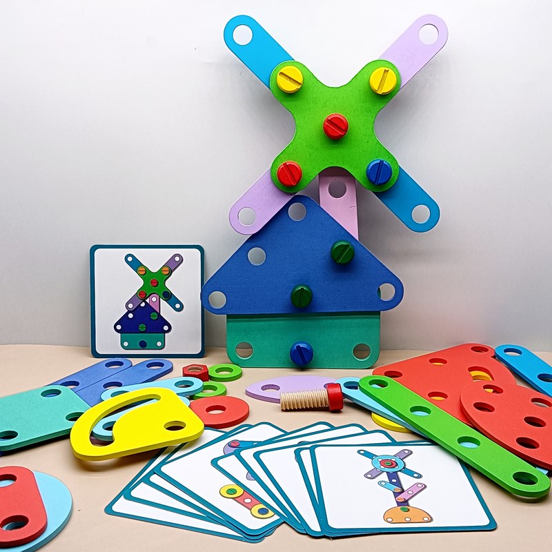 螺母组合拆装创意积木幼儿园大班建构区域材料投放中班益智区玩具