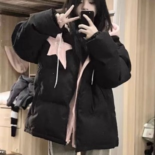 女童羽绒服冬季2023新款外套大童洋气保暖初中生加厚短款黑色棉服