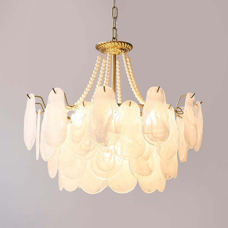 新款水晶后现代大气法式灯饰客厅吸顶吊灯玻璃羽毛吊灯温馨卧室灯