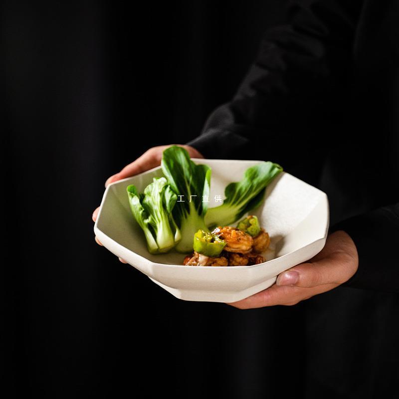 莳绘金缮景德镇陶瓷手工餐具八角碗家用面碗饭碗日式粗陶大碗汤碗