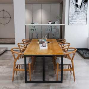 L6Y 实木会议桌椅组合长条桌loft办公桌简约现代桌子洽谈大板原