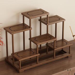 桌面实木博古架茶具架子茶台置物架紫砂壶摆放茶杯架茶室氛围布置