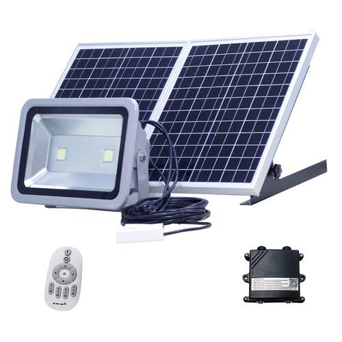 新款100W高品质IOT Smart Life app云台遥控太阳能投光灯太阳能板
