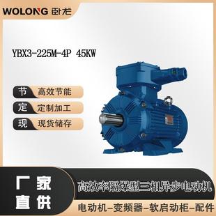 45KW防爆电动机 卧龙电气南阳防爆厂家 225M 防爆电机型号YBX3