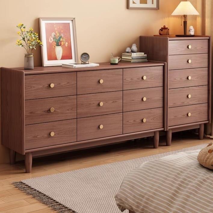 全实木五斗柜北美黑胡桃木卧室九斗柜现代简约客厅抽屉储物柜斗厨