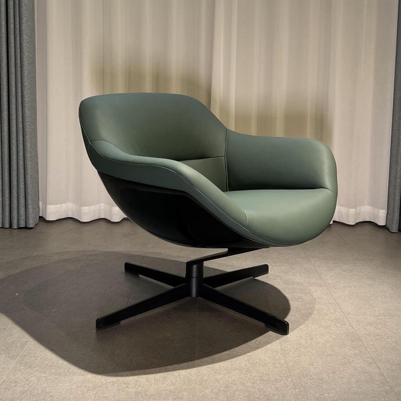 极简艺术设计师款异形单人旋转皮革休闲椅客厅办公接待洽谈沙发椅