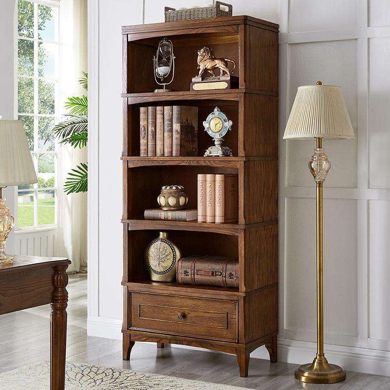 美式实木书架儿童书柜书橱客厅储物展示柜落地简约现代置物架柜