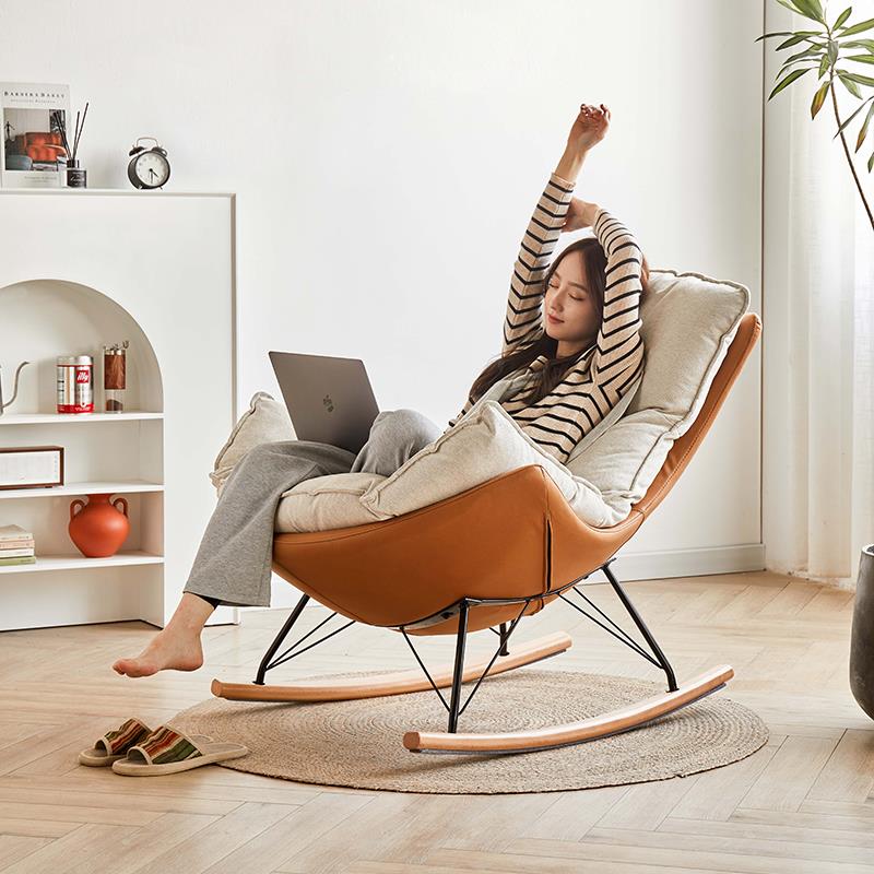实木摇椅北欧家用阳台懒人躺椅现代简约客厅卧室休闲椅