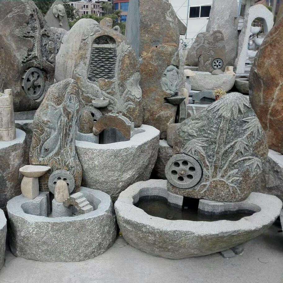 园林景观仿古老物喷泉鱼池现货 花园庭院假山流水喷泉摆件雕刻