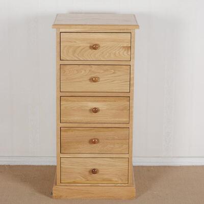 北欧风白橡木五抽斗柜纯实木立式抽屉柜客厅卧室原木色储物柜