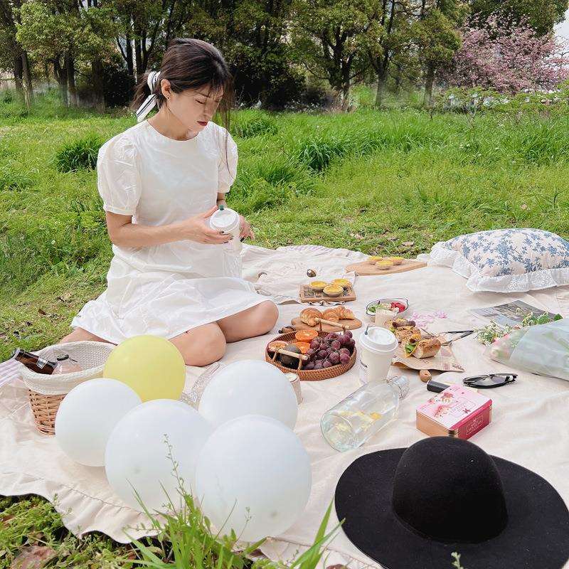 美作元素法式户外小众郊游野餐垫清新田园春游草坪公园露营防潮垫
