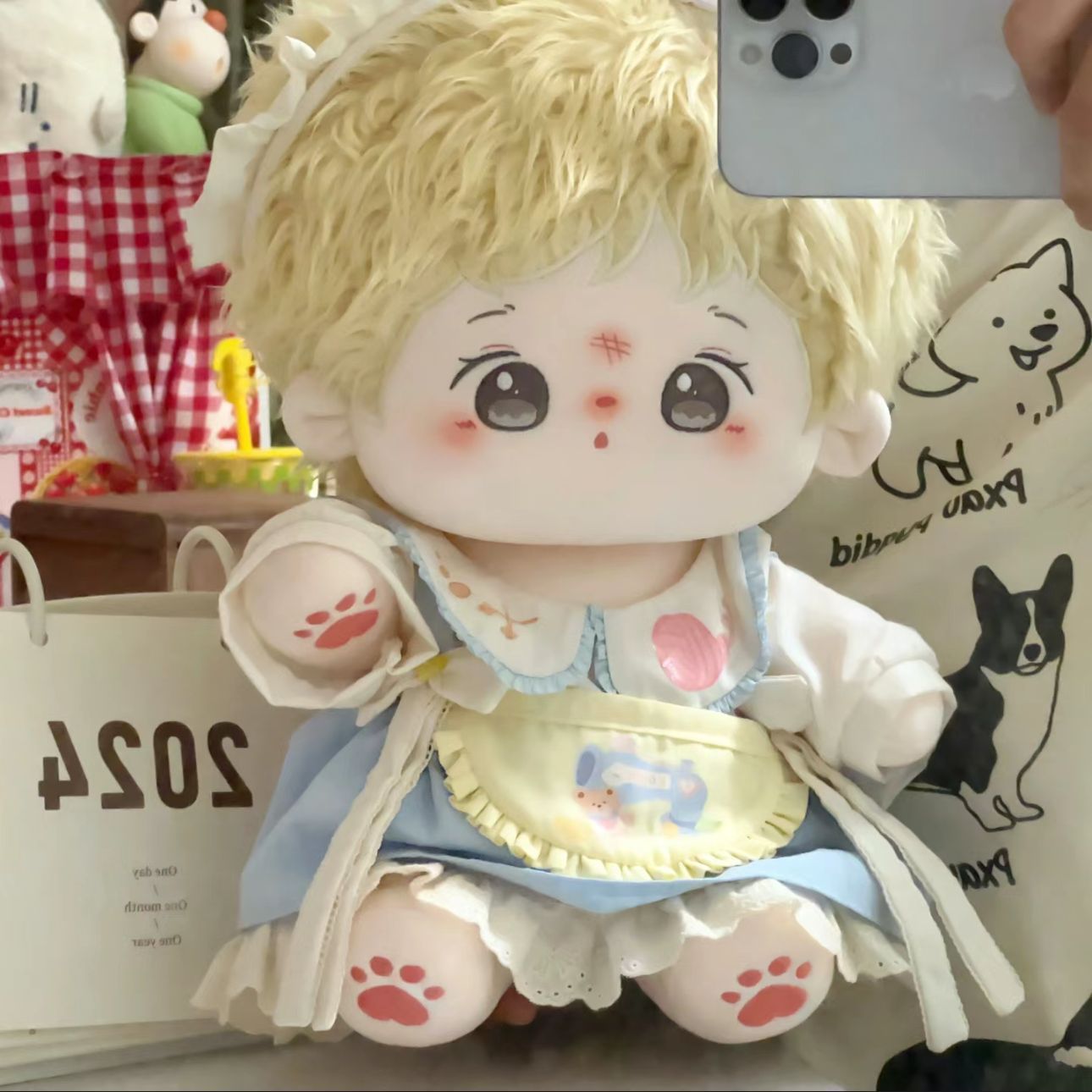 40cm娃衣奶油缝纫机棉花娃娃玩偶公仔公主裙坐姿一番套装秋季