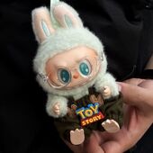 labubu娃衣可爱字母背带裤 童趣玩偶搪胶公仔一二三代拉布布换装