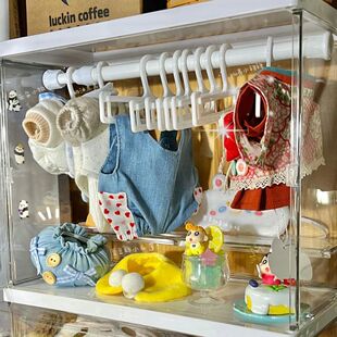 娃衣衣架棉花娃服收纳柜20CM棉花娃娃配件迷你衣柜娃娃展示架