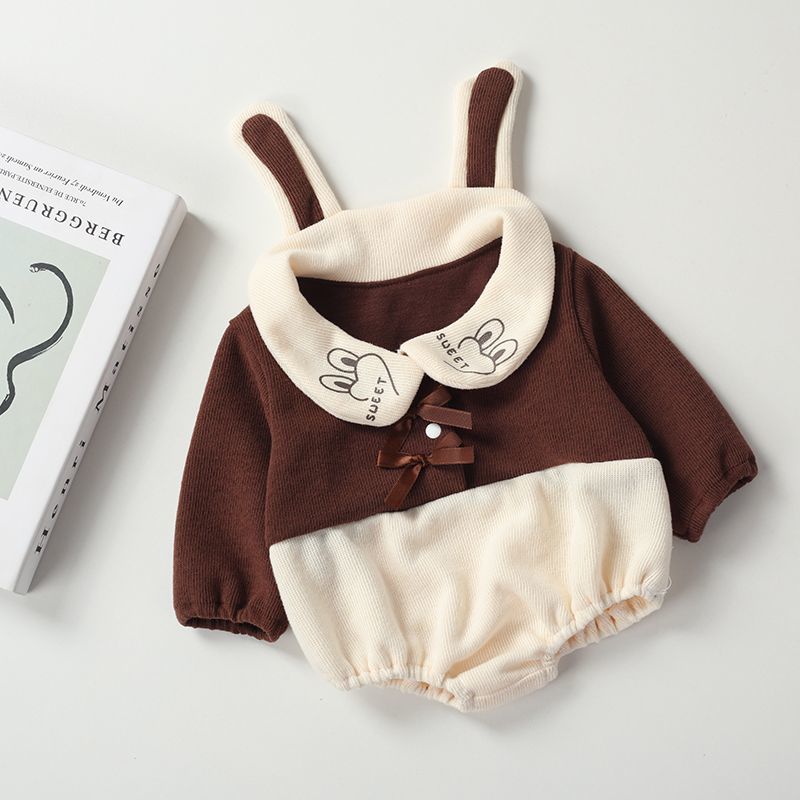 40cm娃衣百搭春秋薄款长耳朵兔包屁衣男女娃娃三角爬服娃娃领可爱