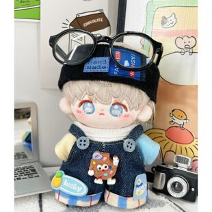 labubu娃衣10cm棉花海星体拉布布牛仔背带裤 棉花娃服 套装