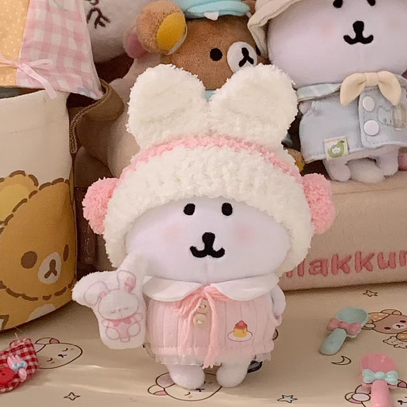 轻松熊娃衣高颜值超萌自嘲熊乌萨奇10cm15cm娃用耳罩帽子冬季套装