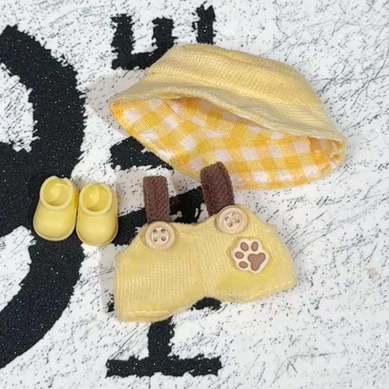 拉布布娃衣迷你毛绒玩具娃娃换装衣服背带裤帽子套装4代布布可穿