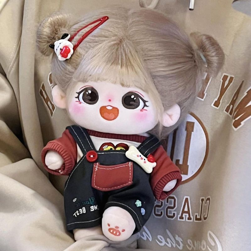 棉花娃娃20cm娃衣背带裤女孩无属性公仔玩偶生日礼物衣服