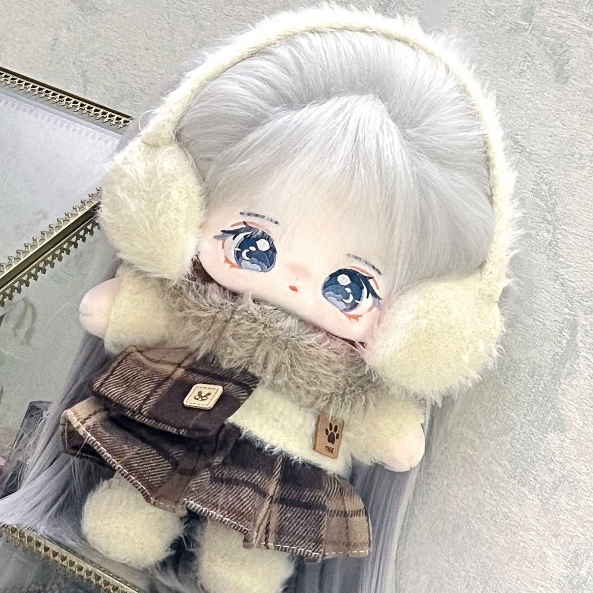 20cm娃衣冬装新款高颜值棉花娃娃公仔衣服玩偶裙子毛绒玩具全套白