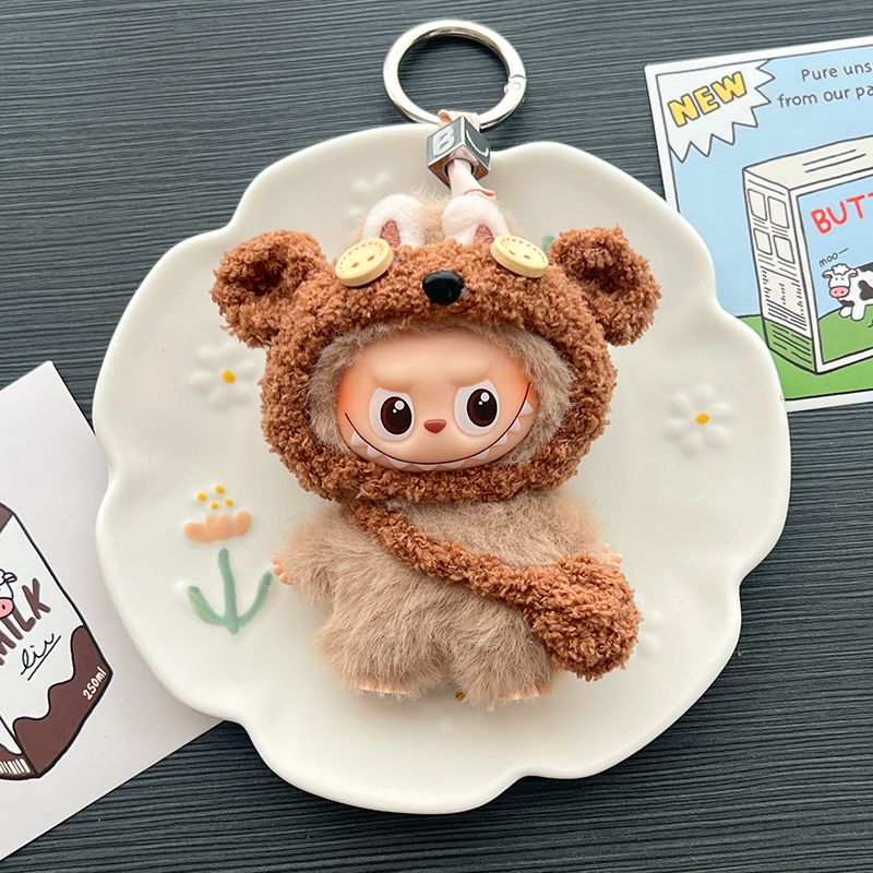 labubu四代娃衣4.0布布心底密码头套斜挎包可爱衣服公仔套装挂件