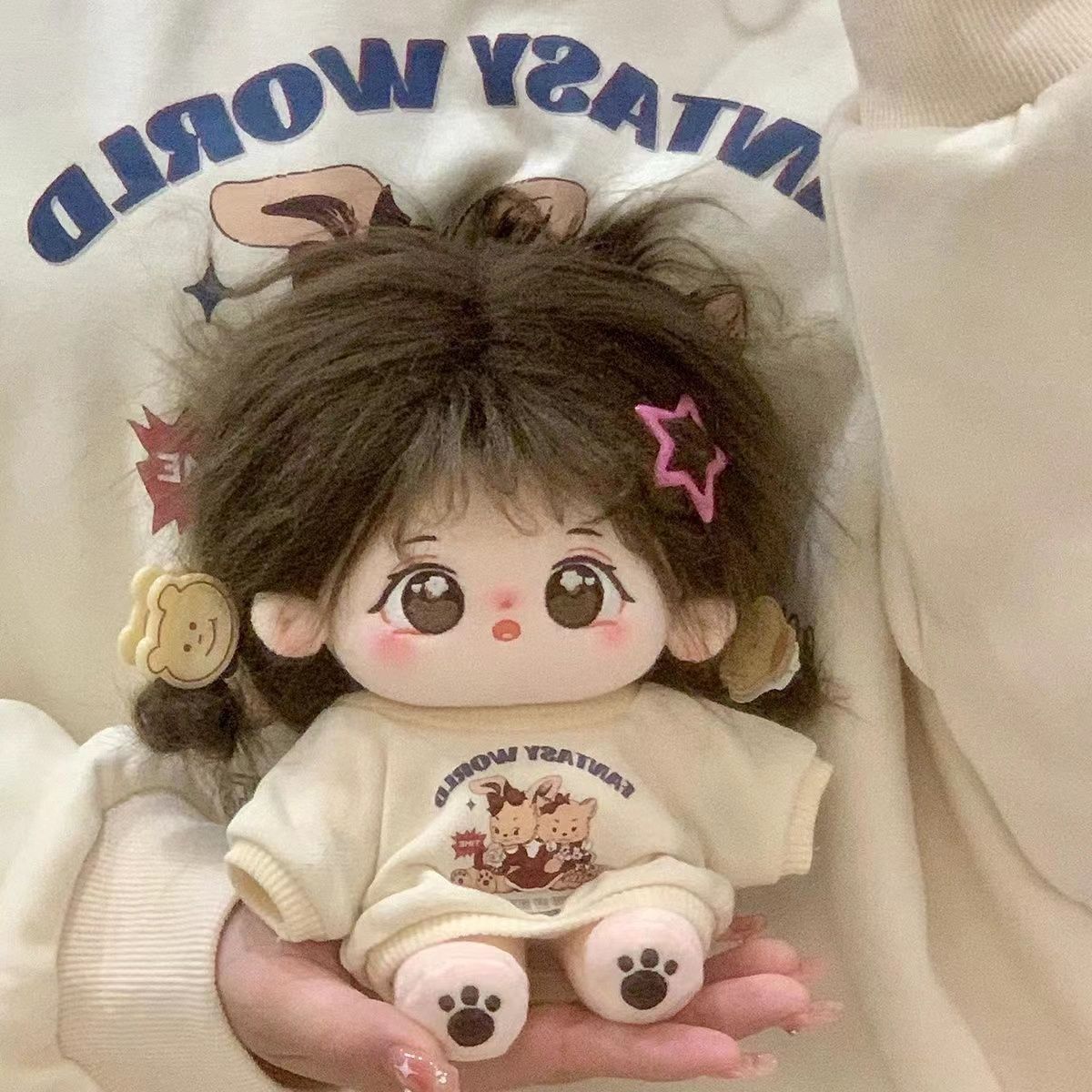 娃衣20cm清仓便宜娃可爱兔子10cm棉花娃服亲子卫衣玩偶