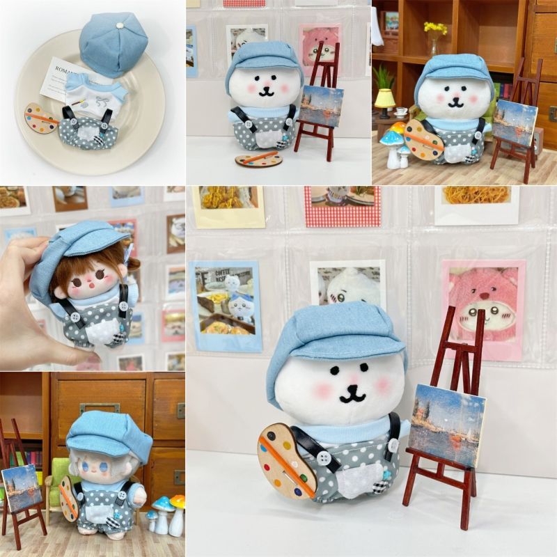 自嘲熊娃衣超萌13cm自嘲套装10cm棉花娃服可爱换装小画家