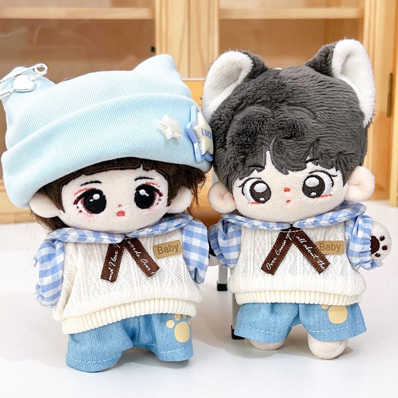 10cm娃衣全新棉花娃娃公仔换装着替休闲卫衣牛仔裤帆布鞋无属性配