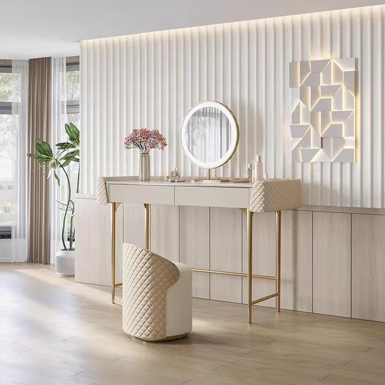 现代极简轻奢家用岩板梳妆台80cm/1米/1.2米小户型卧室化妆桌妆台