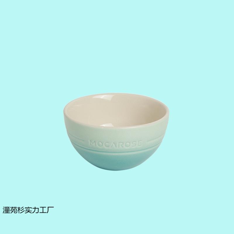 炻瓷法式沙拉碗单个孔雀青米饭碗家用意面牛排餐盘