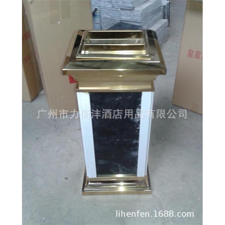 钛金大理石垃圾桶皇家座地垃圾桶四方形大理石垃圾桶