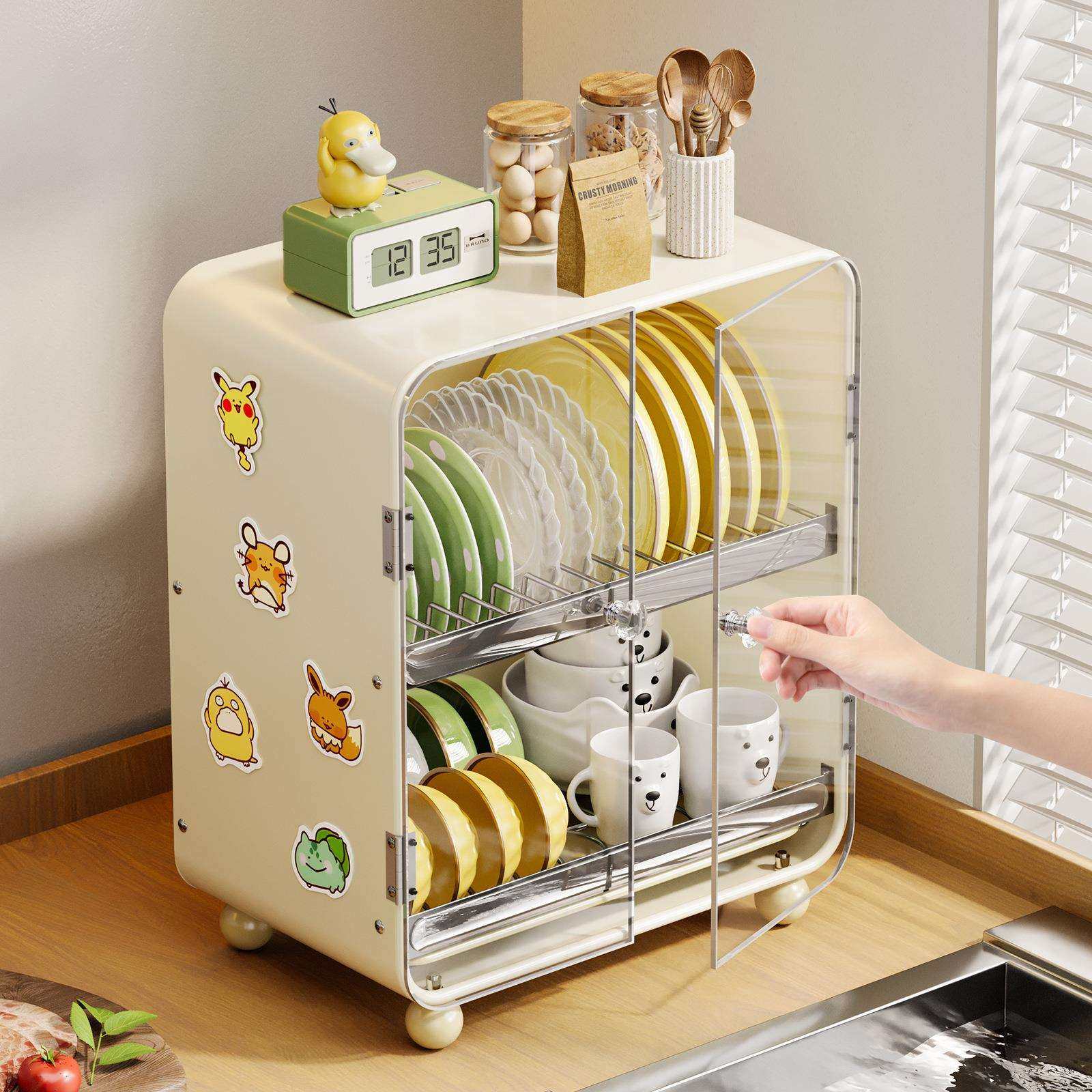 厂家供应厨房碗碟置物架家用碗柜台面带盖碗架筷盘防尘收纳盒架子,电子元器件市场,其它元器件,淘宝优惠券,粉丝福利购,淘宝优惠卷