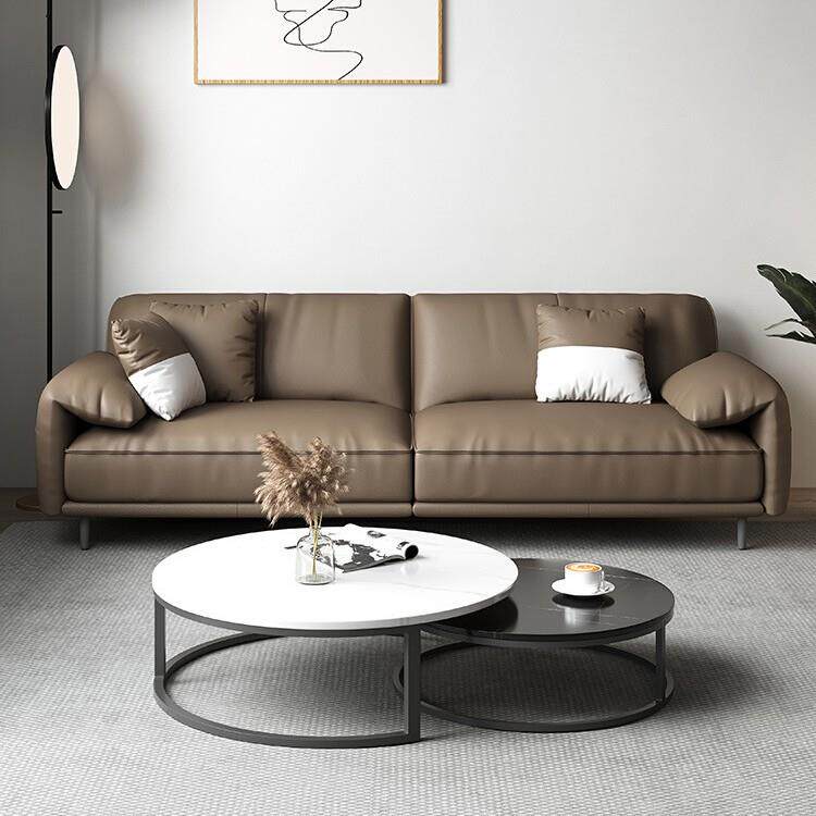 办公室沙发茶几组合套装简约现代会客商务接待轻奢皮艺三人位沙发