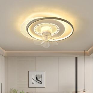 2025新款北欧卧室吸顶风扇灯中山灯具书房餐厅摇头风扇照明一体灯