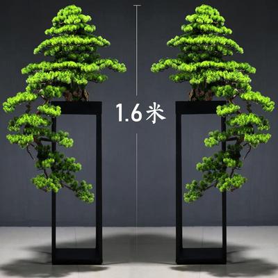 仿真迎客松盆景摆件新中式客厅玄关柜装饰品酒店入户大号盆栽装饰